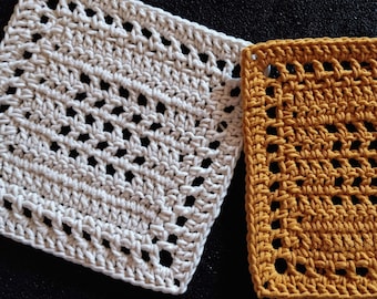 Cottage Block Square | Filet Crochet Square | Afghan Block | Square Motif | Baby Blanket | Nana's Crochet Creations | Crochet Square