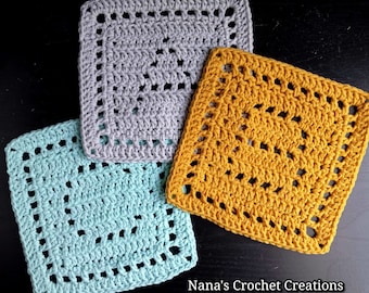 Filet Crochet Alphabet Block Patterns: ABC Squares (PDF Pattern)
