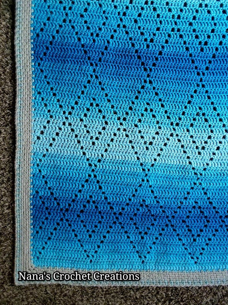 Hopscotch Harlequins Blanket Pattern Filet Crochet Blanket Pattern Crochet Pattern Filet Crochet Diamonds Nana's Crochet Creations image 6