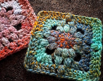 Nana's Puff Stitch Crochet Square Pattern | Colorful Afghan Block (PDF Pattern)