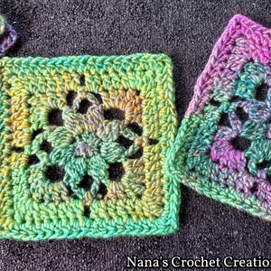 Friday's Flowers | Crochet Square Pattern | Floral Block | Flower Square Pattern | Lacy Flower Square | Nana's Crochet Creations | Flower