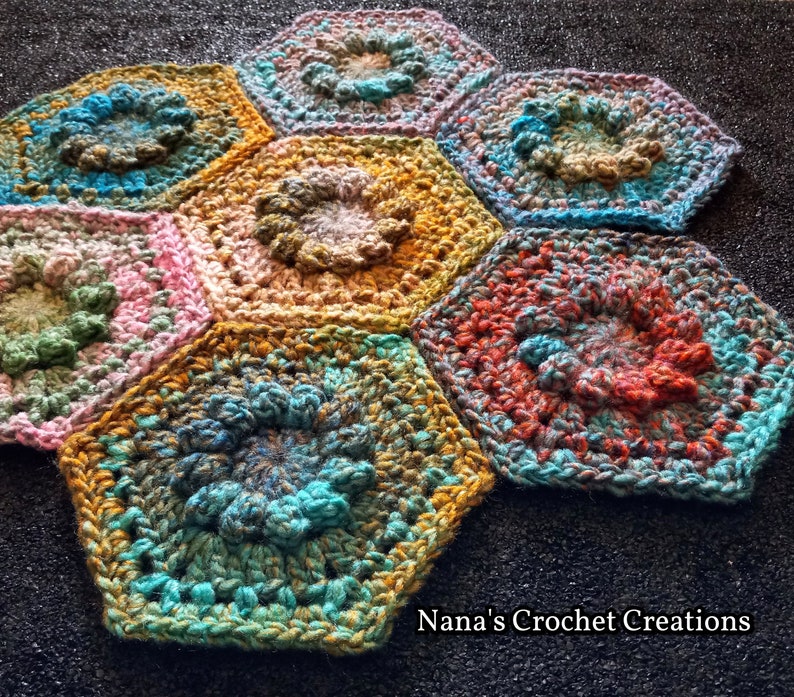 Merry-Go-Round Hexagons Crochet Hexagon Pattern Floral Hexagon Flower Hexagon Nana's Crochet Creations Whole and Half Hexagons image 3