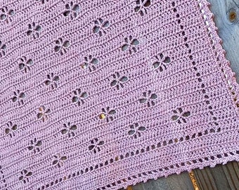 Little Blossoms Blanket | Filet Pattern | Filet Crochet Blanket Pattern | Crochet Pattern | Filet Flowers | Flower Blanket | Flowers