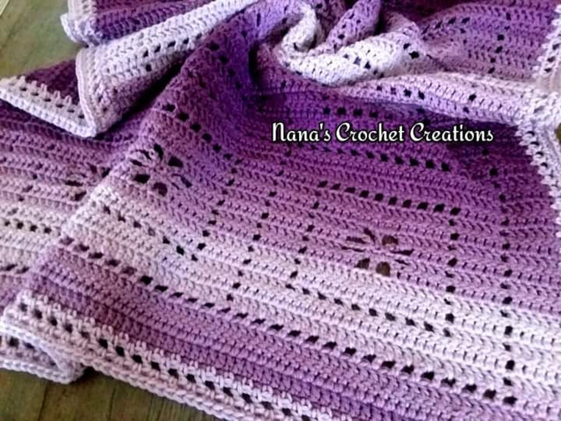 Flower Box Blanket Filet Pattern Filet Crochet Blanket Etsy