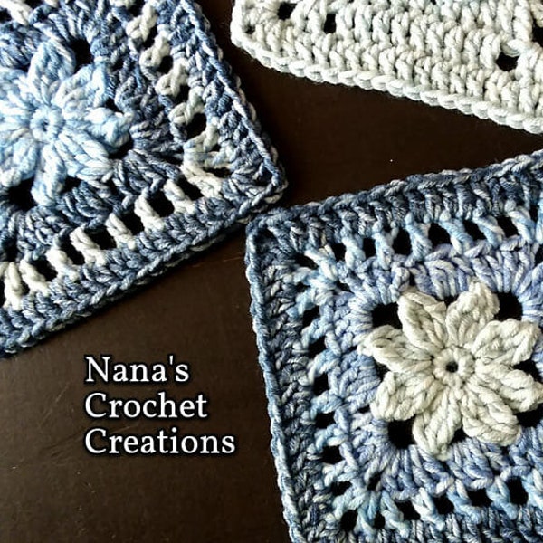 Nana's "Sana" Flower Square | Crochet Square Pattern | Floral Block | Flower Crochet Square | Flower Square | Nana's Crochet Creations