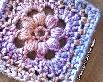 Mossy Mallow Crochet Square Pattern: Floral Granny Square (PDF Download)