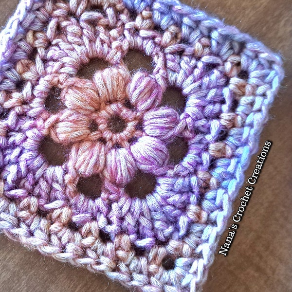 Mossy Mallow Square | Crochet Square | Flower Square | Floral Square | Crochet Square Pattern | Nana's Crochet Creations | Crochet Pattern |