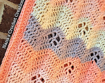 Rock & Ripple Blanket | Crochet Ripple Blanket Pattern | Nana's Crochet Creations | Baby Blanket | Filet Crochet Blanket Pattern |