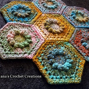Merry-Go-Round Hexagons Crochet Hexagon Pattern Floral Hexagon Flower Hexagon Nana's Crochet Creations Whole and Half Hexagons image 4