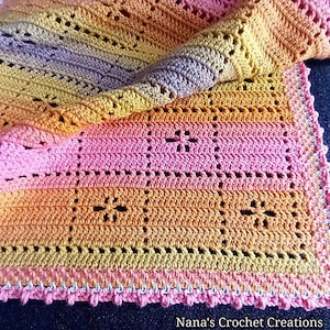 Filet Crochet Flower Blanket Pattern Bundle | FIVE Patterns Included | Filet Crochet Flowers | Nana&#39;s Crochet Creations | Filet Crochet |