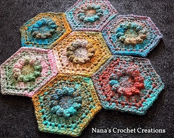 Merry-Go-Round Hexagons Floral Crochet Hexagon Pattern (PDF Download)