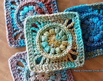 Marmalade Crochet Square Pattern: Textured Design with Puffy Centers - Decorative Corners (PDF Download)