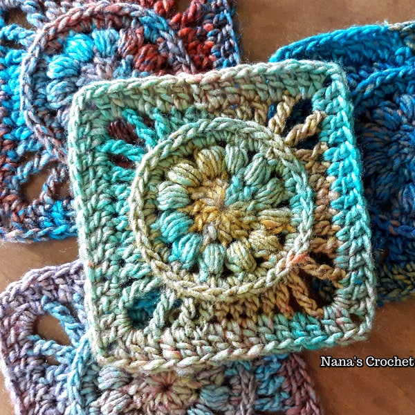 Marmalade Square | Crochet Square Pattern | Crochet Square | Puff Stitch | Puff Stitch Circle | Nana's Crochet Creations | Blanket Square