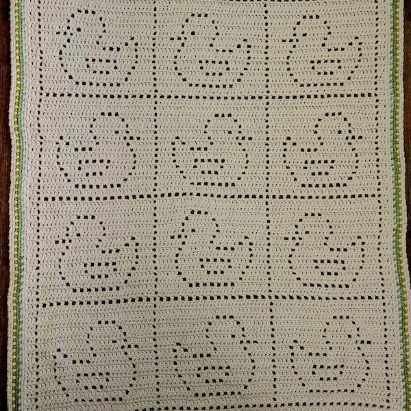 Rubber Duckies Redux Blanket | Crochet Baby Blanket Pattern | Filet Crochet Duckie Blanket Pattern | Nana's Crochet Creations | Rubber Ducks