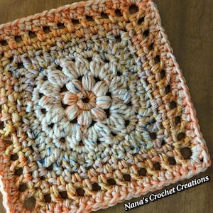 BLOOM CROCHET SQUARE パターン | 花柄かぎ針編みスクエア | かぎ針編みの花のモチーフ | Nana's Crochet Creations | 花柄モチーフ | ハンドメイドギフト |