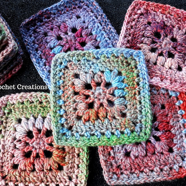 Melange Square | Crochet Square Pattern | Square Pattern | Puff Stitch | Baby Blanket Square | Nana's Crochet Creations | Colorful Square