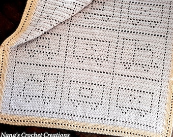 Little Chuggers Blanket | Filet Pattern | Filet Crochet Blanket Pattern | Crochet Pattern | Filet Train Blanket | Train | Nana's Crochet