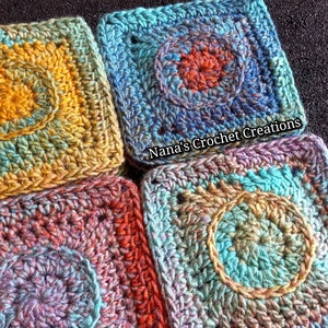 Meet Me in the Circle Square | Crochet Square Pattern | Afghan Square | Crochet Square Motif | Nana&#39;s Crochet Creations | Circle In Square |
