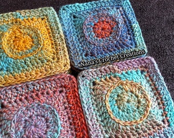 Meet Me in the Circle Square | Crochet Square Pattern | Crochet Pattern | Afghan Square | Crochet Square Motif | Nana's Crochet Creations