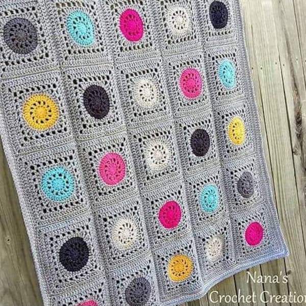 Nana's "Granny Wheel" Square | Crochet Square Pattern | Classic Square Pattern | Nana's Crochet Creations | Circle In A Square Pattern |