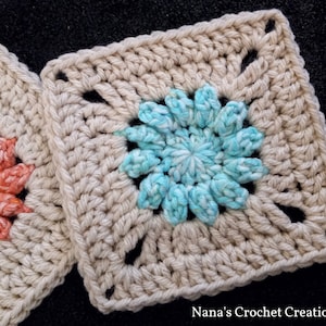 Nanas "Mini Popcorn Flower" Quadrat | Quadrat Häkelmuster | Popcorn Stitch | Popcorn Stitch Quadrat | Nanas Häkelkreationen | Quadratisch