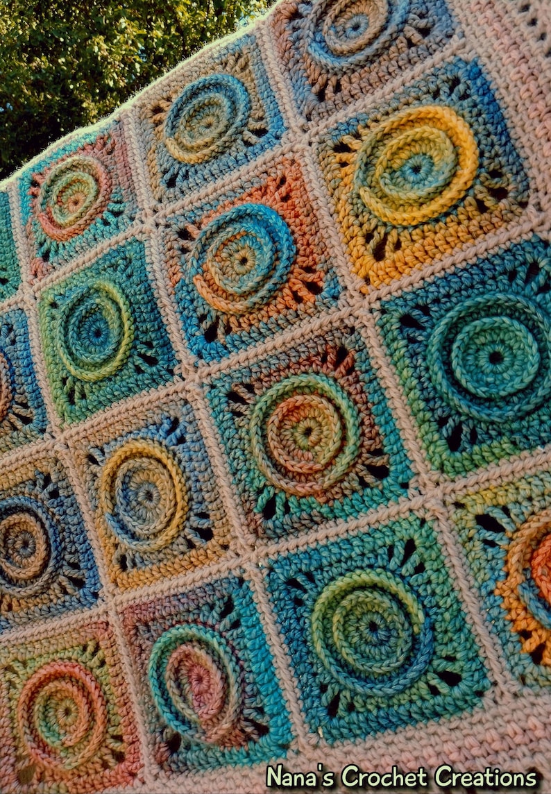 SPOT ON Crochet Square Pattern | Textured Circle Afghan Motif (PDFDownload) image 9