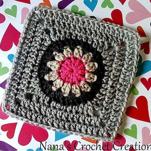 Retro Circle In A Square | Crochet Square Pattern | Afghan Square Pattern | Retro Crochet Pattern | Nana&#39;s Crochet Creations | Square Motif