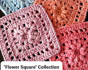 Nana's "Flower Square"-bundel | Haak vierkante patronen | Gehaakte vierkante bloemenpatronen | Nana's haakcreaties | Patroonbundel