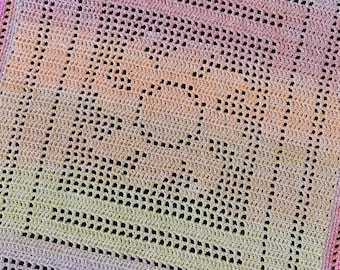 "Días soleados" de Nana - Patrón de manta de bebé de crochet fileteado: Sol fileteado (Descargar PDF)