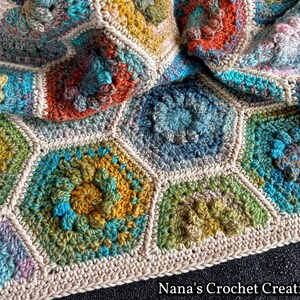 Merry-Go-Round Hexagons Crochet Hexagon Pattern Floral Hexagon Flower Hexagon Nana's Crochet Creations Whole and Half Hexagons image 6