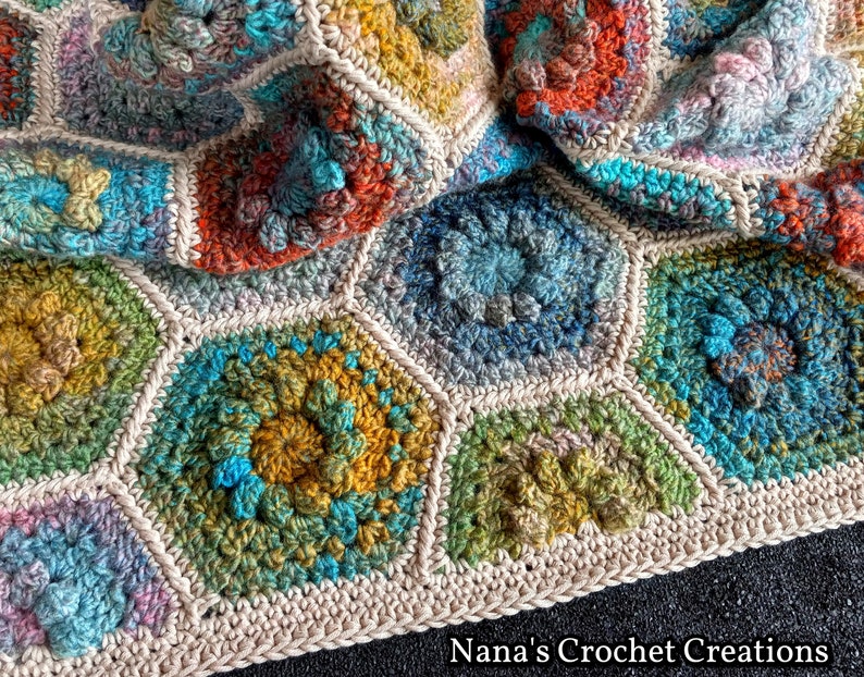 Merry-Go-Round Hexagons Crochet Hexagon Pattern Floral Hexagon Flower Hexagon Nana's Crochet Creations Whole and Half Hexagons image 6