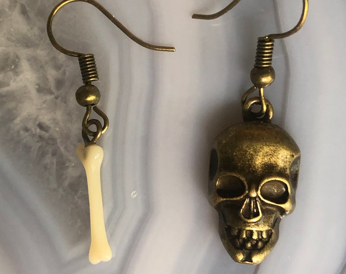 Skull and Bone Halloween Charm Earrings