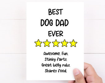 Best Dog Dad Ever Card, Funny Fathers Day Card From The Dog, Dog Dad Birthday Card, 5 Star Review