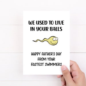 Fathers Day Card From Kids, Funny Father's Day, WE Used to Live in Your Balls, Twins Father's Day, Adult Humor, Funny Cards