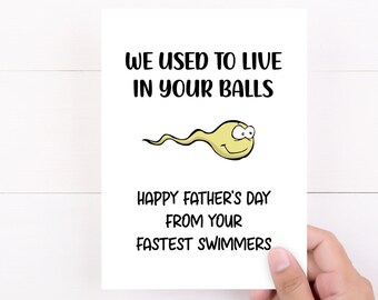 Fathers Day Card From Kids, Funny Father's Day, WE Used to Live in Your Balls, Twins Father's Day, Adult Humor, Funny Cards