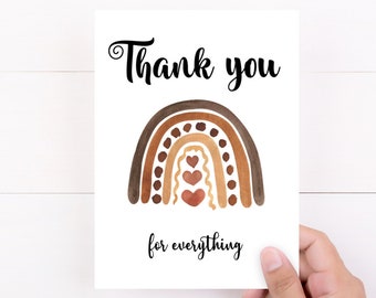 Rainbow Thank You Card for Best Friend, Mentor Thank You Card, Teacher Appreciation Greeting Card