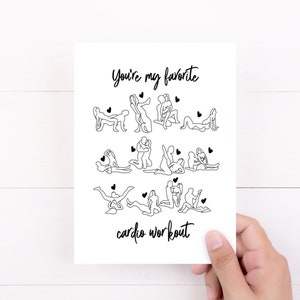 Naughty Cards, You're My Favorite Cardio, Funny Cards, Anniversary Card, Valentine Card For Him Or Her