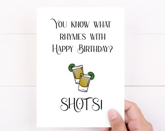 Carte de joyeux anniversaire pour meilleur ami, cartes drôles, carte de tequila, carte d'anniversaire Bestie