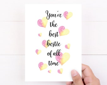 Best Friend Card, You're The Best Bestie Of All Time, Funny Sweet Simple Best Friend Birthday Card, Galentine Card