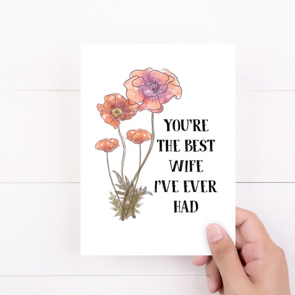 Funny Wife Card, Anniversary Card for Wife, Wife Valentine, Best Wife Card, You're the Best, Sarcastic Cards