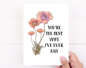 Funny Wife Card, Anniversary Card for Wife, Wife Valentine, Best Wife Card, You're the Best, Sarcastic Cards