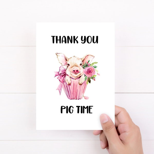 Pig Thank You Card - Etsy