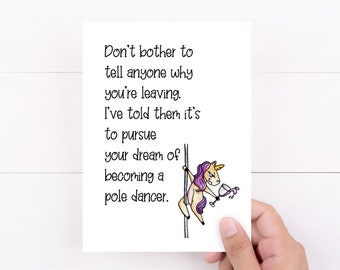 Funny Coworker Leaving Card, Coworker Going Away Card, Unicorn Dancer, Card for Coworker, Co-worker Leaving Gift