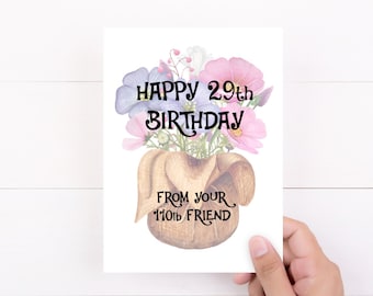 Funny Birthday Card for Bestie, Happy 29th