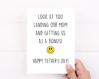 Stepdad Father's Day Card, Happy Fathers Day Gift For Step Dad, Stepfather Card From Stepkids, Look At You, Bonus Kids