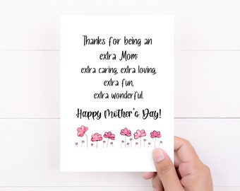 Tarjeta del Día de la Madre para Mamá Extra, Regalo para Mamá Extra, Tarjeta para Madrastra, Regalo para Madrastra
