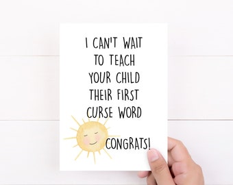 Baby Card, Funny Baby Shower Card, Shower Gift, New Parents Card