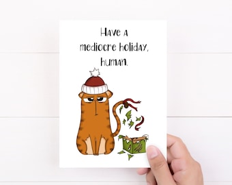 Funny Cat Christmas Cards, Grumpy Holiday Greetings