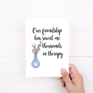 Best Friend Card, Friendship Card, Funny Cards, Unpaid Therapist, Thank You Card