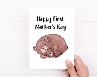 Happy First Mothers Day Card, Cute First Mother's Day Card, Mama Bear Card, Card For 1st Time Mommy